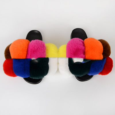 Pantuflas y Sandalias con Bola de Pelaje Sintético de Zorro - Image 11