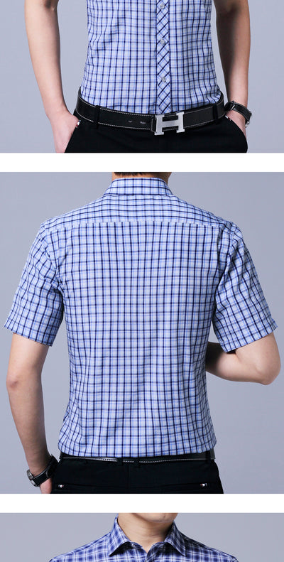 Camisa Cuadros Hombre Cuello Solapa Grande Estilo Casual Profesional - Image 16
