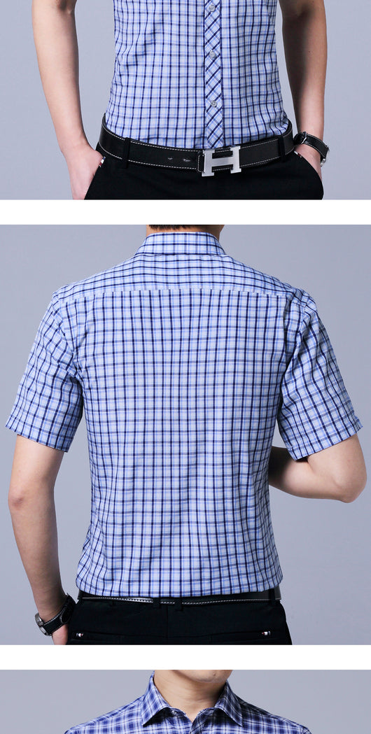 Camisa Cuadros Hombre Cuello Solapa Grande Estilo Casual Profesional - Image 16