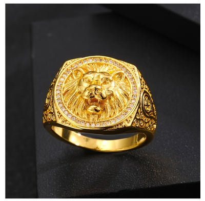 Anillo de Oro 18K para Hombre con Diseño de León Engastado en Diamantes - Image 9