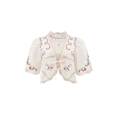 Blusa Tejida con Encaje Floral y Cuello en V - Image 5