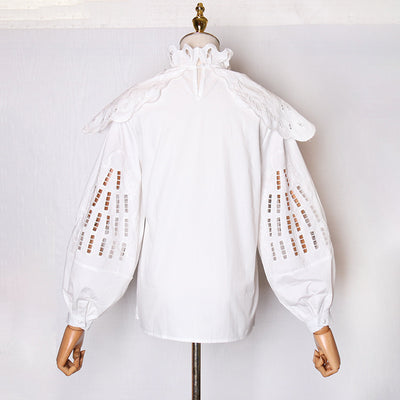 Camisa con Cuello de Pie y Detalles Recortados - Image 7