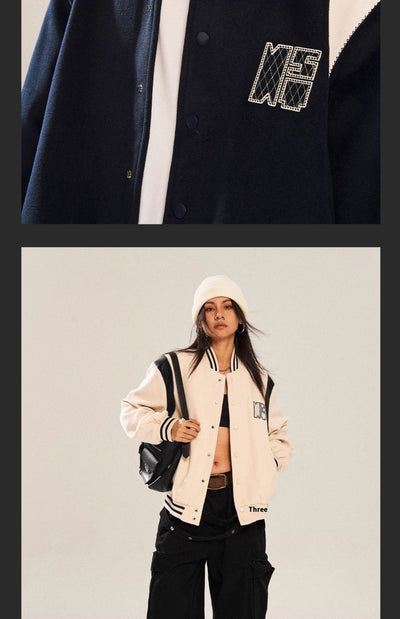 Chaqueta Universitaria de Pareja con Bordados en Contraste - Image 14