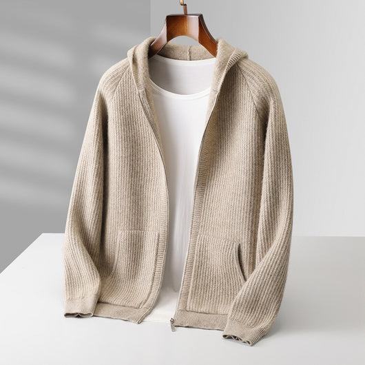 Cardigan con Capucha de Lana Gruesa para Hombre - Corte Holgado y Casual - Image 4