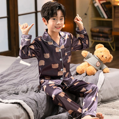 Pijamas Infantiles de Seda Simulada - Conjunto Cómodo para Niños y Adolescentes - Image 7
