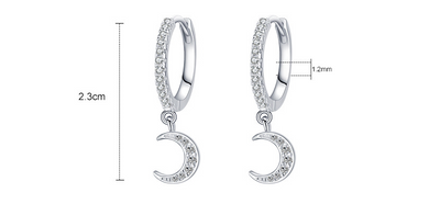 Aretes de Plata 925 con Diamantes y Diseño de Luna - Image 7