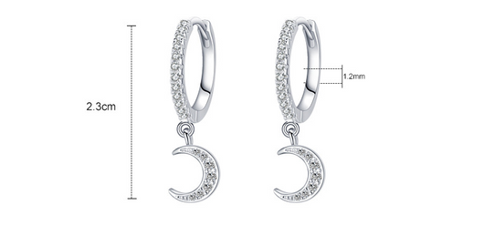 Aretes de Plata 925 con Diamantes y Diseño de Luna - Image 7