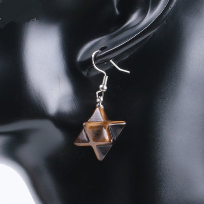 Aretes Estrella Merkaba de Cristal Natural Tallado - Image 9