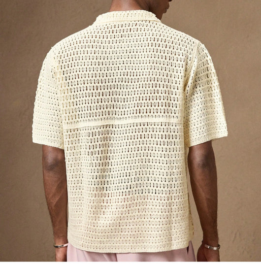 Camisa de Punto Bordada Manga Corta para Hombre - Verano - Image 14