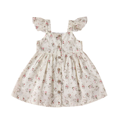 Vestido Infantil Tricolor Floral con Mangas Aleteo - Image 6