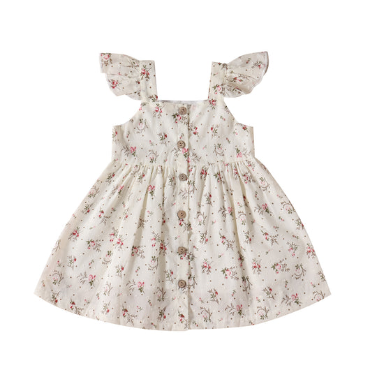 Vestido Infantil Tricolor Floral con Mangas Aleteo - Image 6