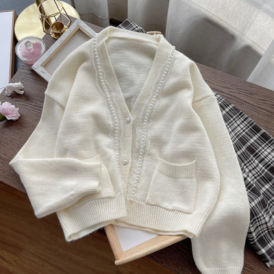 Cardigan Retro con Botones de Perla para Mujer