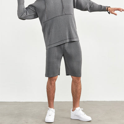 Pantalones Cortos Casuales Holgados con Cintura Elástica y Pliegues para Hombre - Image 2