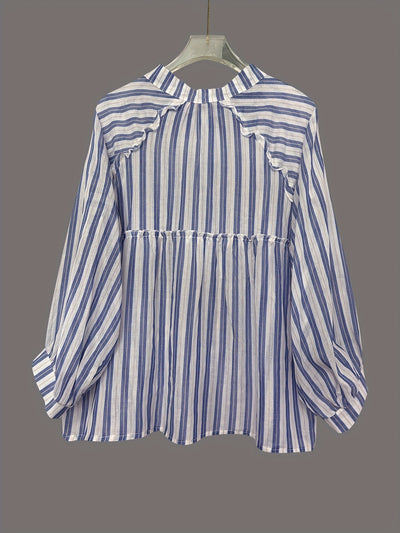 Blusa Rayada Manga Larga Efecto Adelgazante para Mujer - Image 8