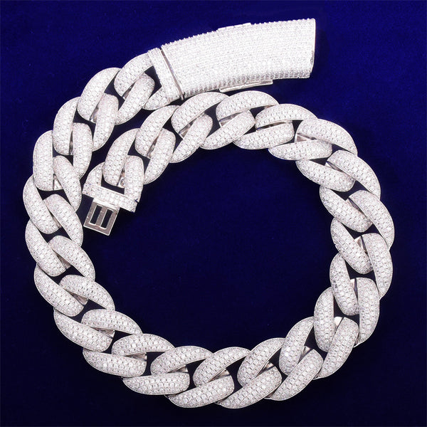 Cadena Cubana de Acero Inoxidable con Diamantes Completos - Estilo Hip Hop
