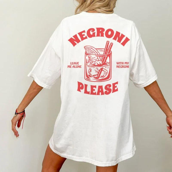 Playera Gráfica Negroni Please Vintage Streetwear Corte Mujer