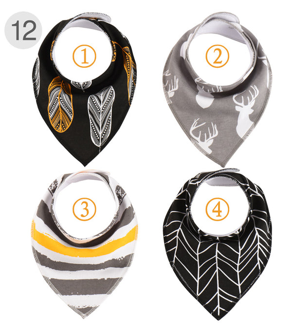 Baberos para Bebé de Algodón Puro Impermeables - Set de 4 Piezas