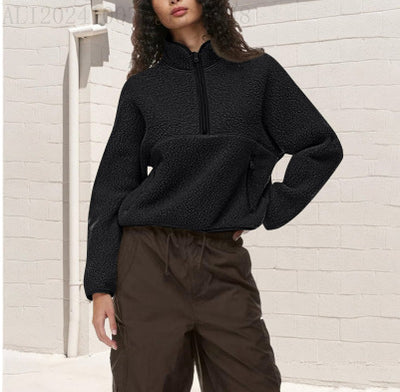 Sudadera Suelta con Cierre Medio para Mujer - Comodidad Casual - Image 14