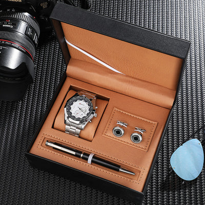 Reloj de Cuarzo con Pulsera de Acero, Gemelos y Bolígrafo Ejecutivo - Image 12