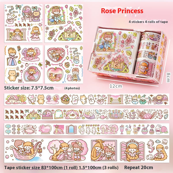 Set de Stickers Adhesivos Infantiles con Diseños Animados y Cinta Decorativa - Image 5