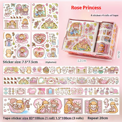 Set de Stickers Adhesivos Infantiles con Diseños Animados y Cinta Decorativa - Image 5