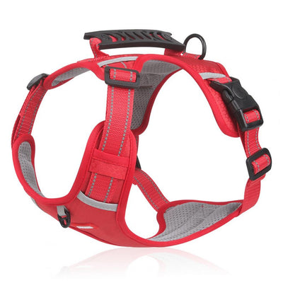 Orange no-pull dog harness with reflective strips, adjustable buckles, and a top handle for training and outdoor use. - Image 14
