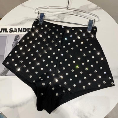 Shorts Femeninos con Cristales de Diamante y Grano Grande - Image 2