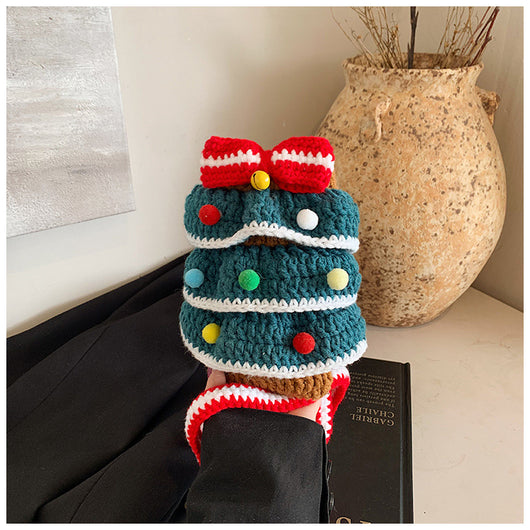 Bolso Cuadrado Navideño de Punto con Árbol de Navidad y Bloques de Color - Image 18