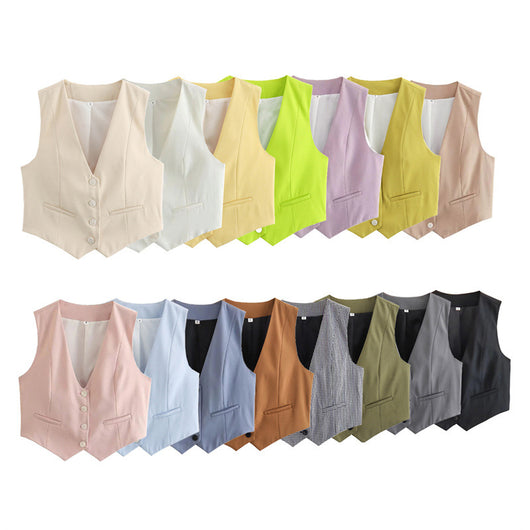 Chaleco Multicolor Suelto con Botones Decorativos Versátil para Mujer - Image 3