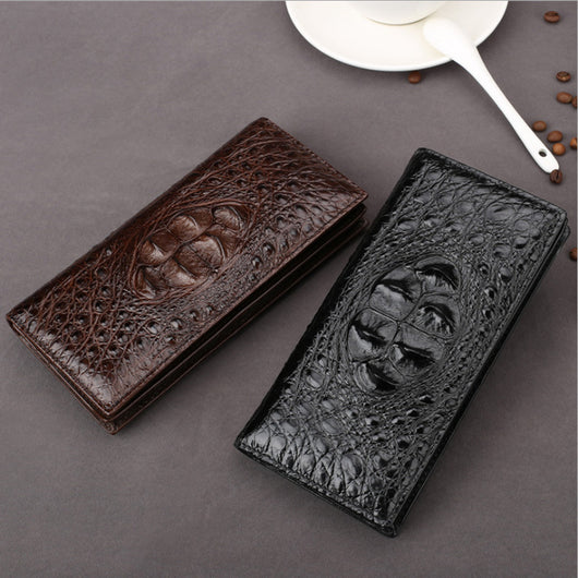 Billetera Larga de Cuero de Cocodrilo y Cuero Vacuno para Hombre - Múltiples Tarjetas - Image 9