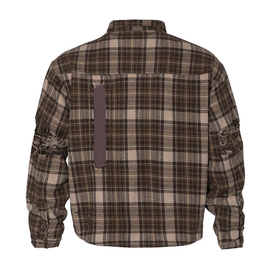 Camisa a Cuadros Manga Larga Hombre Punk Rotos y Parches - Image 15
