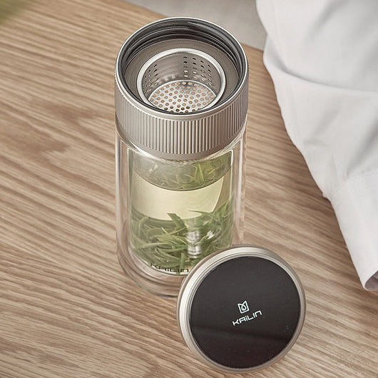 Taza de Té con Separador de Agua - Vaso Doble de Cristal - Image 2