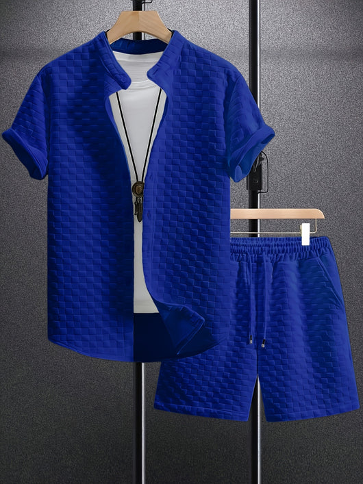 Camisa Casual Jacquard de Manga Corta para Hombre - Image 19