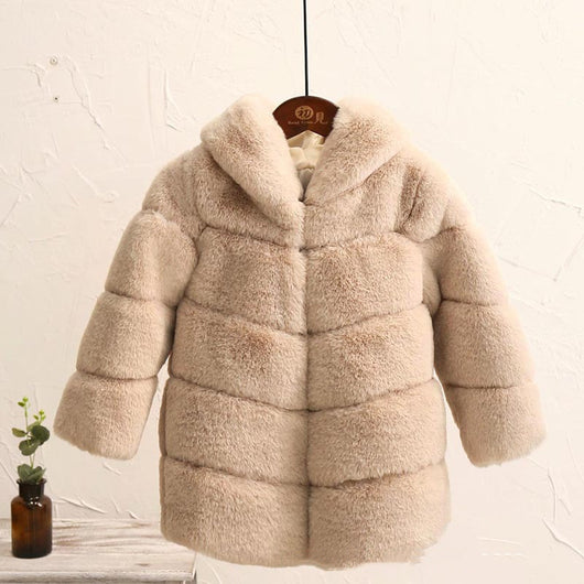 Abrigo Acolchado Infantil Imitación Piel de Conejo - Chaqueta Cálida para Niñas - Image 10