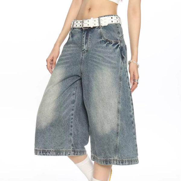 Pantalones Cortos Vaqueros Clásicos Sueltos y Rectos para Verano