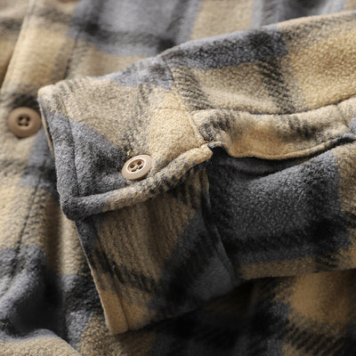 Abrigo Acolchado de Lana Escocesa con Forro Polar para Otoño e Invierno - Image 25