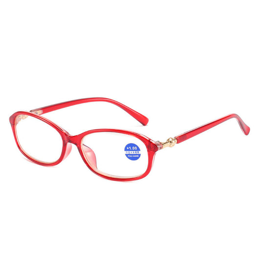 Elegant purple full-frame reading glasses with gold accents on the temples, featuring a +1.00 magnification. - Image 6