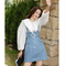 Falda Vestido Denim con Bordado de Cuentas y Tirantes