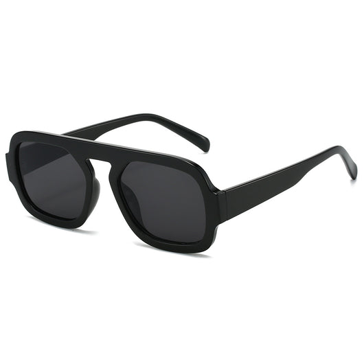 Men's and women's pilot sunglasses with a black plastic frame and vibrant orange-yellow lenses. - Image 5