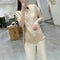 Camisa de Satén Perla con Cuello Invertido Abotonadura Simple