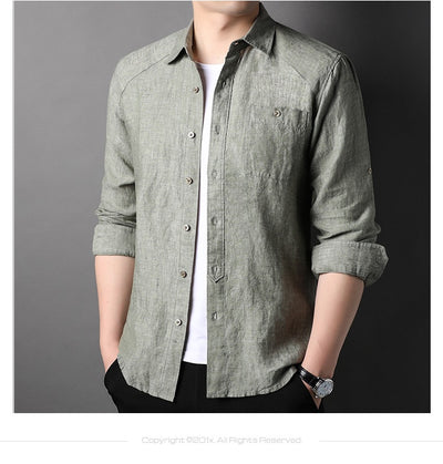 Cardigan de Lino Puro para Hombre - Manga Larga Primavera Verano - Image 20