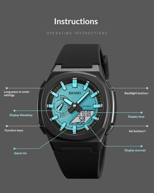 Reloj Deportivo Digital Hombre Cronógrafo Multifunción Resistente al Agua - Image 16