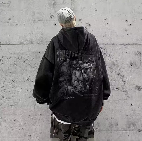 Sudadera con Capucha Forrada en Fleece Estilo Americano para Otoño e Invierno