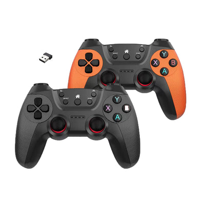 X2 Ultra Home TV Game Console kit with black game stick, two wireless controllers, 64GB MicroSD, and cables.