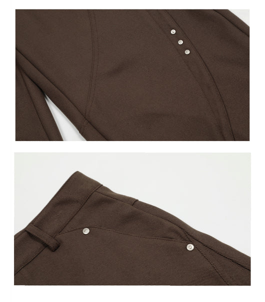 Pantalones Anchos de Tiro Alto con Costura Decorativa para Mujer - Image 3
