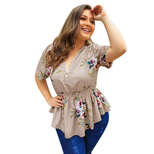 Blusa Estampada Escote V Talla Grande - Image 14