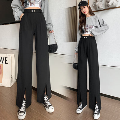 Pantalón Palazzo Cintura Alta Otoño Temprano Mujer Corte Holgado - Image 8