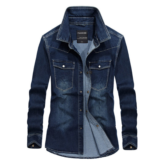Camisa Denim de Manga Larga para Hombre - Estilo Casual Outdoor