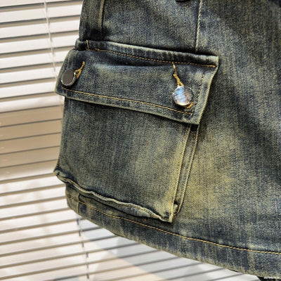 Shorts Denim Retro para Mujer con Bolsillos Grandes y Cinturón - Image 28