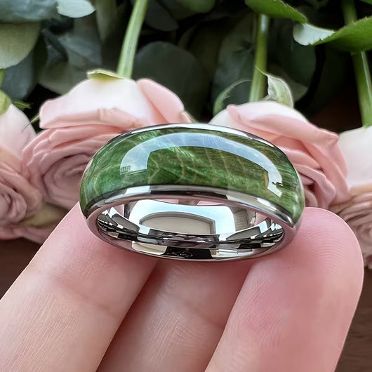 Anillo para Hombre con Veta de Madera Verde Elegante - Image 7